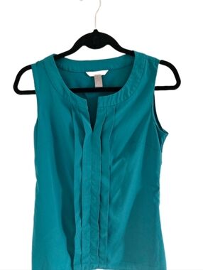 🖤 Banana Republic Teal Pleated Sleeveless Blouse - XS
